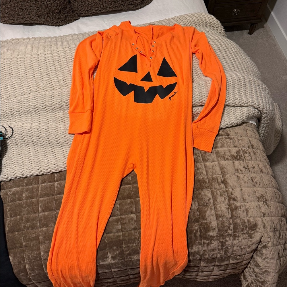 Victoria's Secret Orange Pumpkin Pajama Onesie